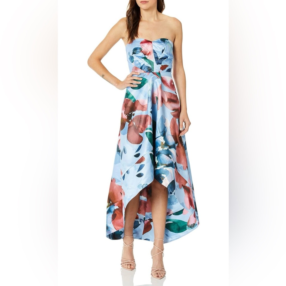 Parker Blue Floral High Low Dress